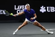 Holger Rune of Team Europe returns against Francisco Cerundolo of Team World during day two of Laver Cup 2025 at Chase Center on September 20, 2025 in San Francisco, California. (Photo by Clive Brunskill/Getty Images for Laver Cup) - Source: Getty
